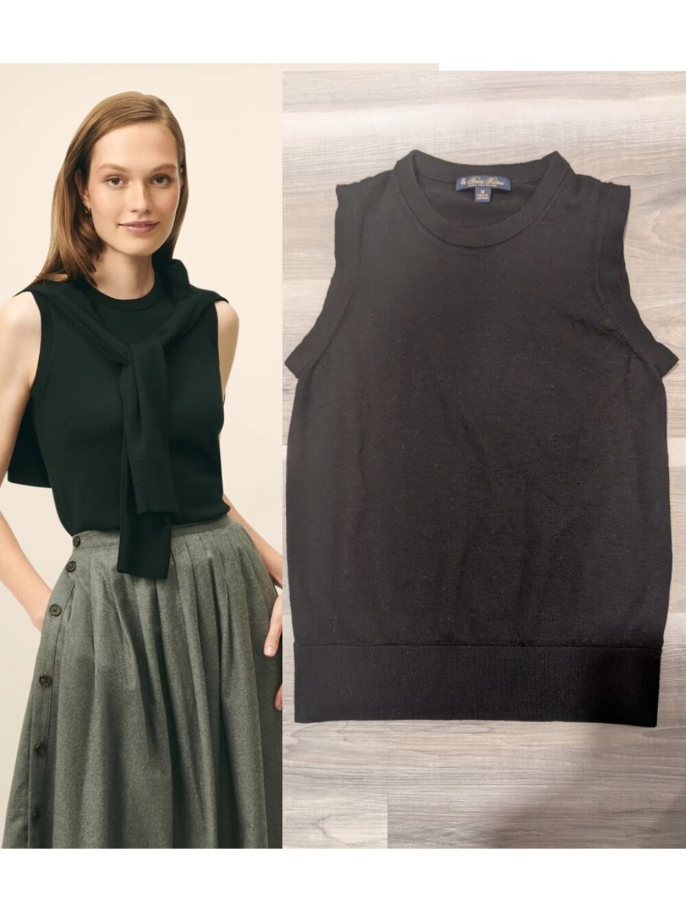 Brooks Brothers | Extra-Fine Merino Wool Twinset Sleeveless Shell In Black